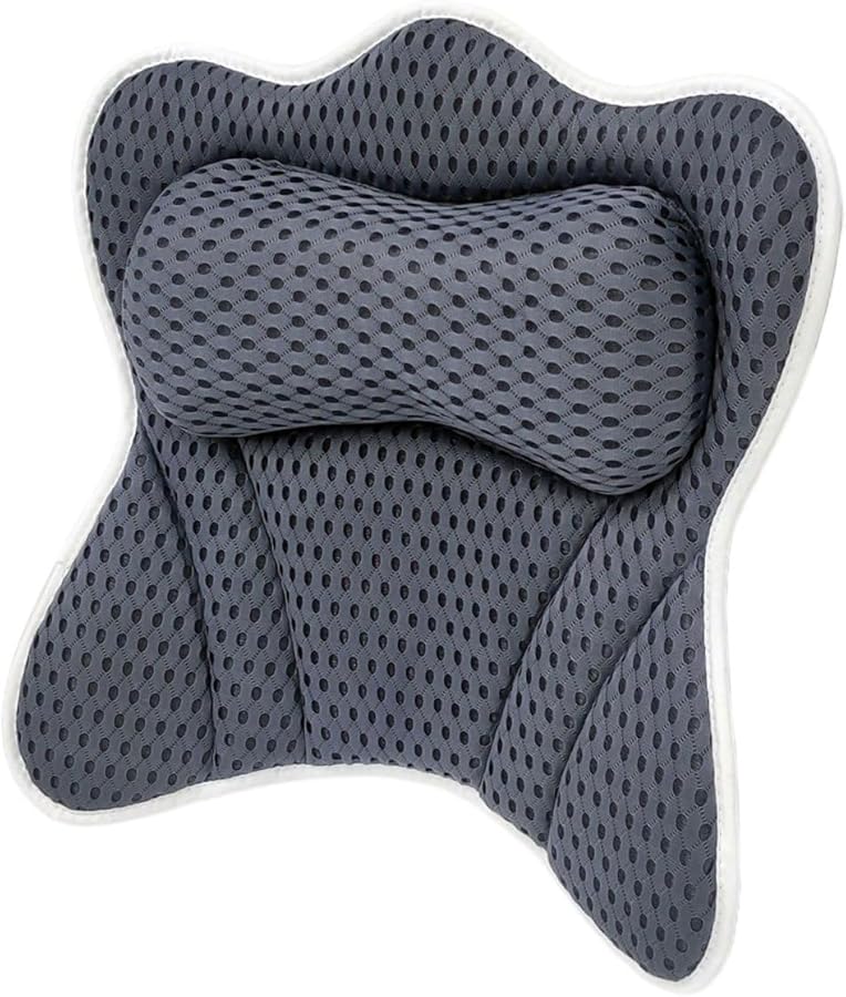 Breathable Bathtub Pillow with Strong Suction Cups for Head and Neck Support Compact Lightweight Tub Cushion - Image 1
